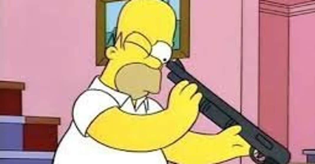 Homer Simpson with gun